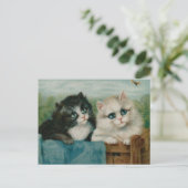 かわいい猫たちが柵に出てくる ポストカード (スタンド正面)