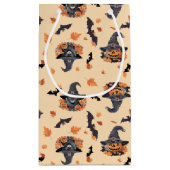 かわいい猫たちこうもり&カボチャのハロウィン スモールペーパーバッグ (裏面)