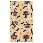 かわいい猫たちこうもり&カボチャのハロウィン スモールペーパーバッグ (正面)