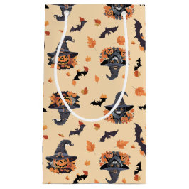 かわいい猫たちこうもり&カボチャのハロウィン スモールペーパーバッグ