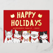 かわいい猫たちのクリスマスソング 箔シーズンカード (正面)