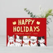 かわいい猫たちのクリスマスソング 箔シーズンカード (立ち正面)
