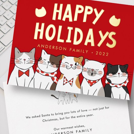 かわいい猫たちのクリスマスソング 箔シーズンカード