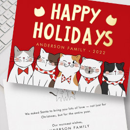 かわいい猫たちのクリスマスソング 箔シーズンカード