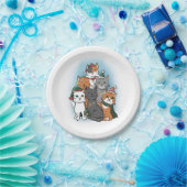 かわいい猫たちのグループスケッチ ペーパープレート (パーティー)