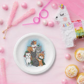 かわいい猫たちのグループスケッチ ペーパープレート (パーティー)