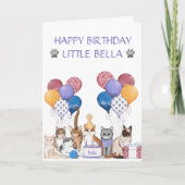 かわいい猫たちの誕生会 カード (正面)