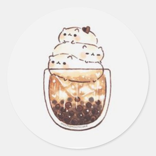 かわいい猫たちをコーヒーに ラウンドシール (正面)