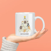 かわいい猫たちクリスマスツリーパーソナライズされた コーヒーマグカップ