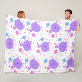 かわいい猫たちシームレスなパターン フリースブランケット