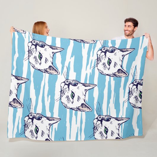 かわいい猫たちシームレスなパターン フリースブランケット (インサイチュ)