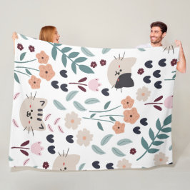 かわいい猫たちシームレスなパターン フリースブランケット