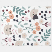 かわいい猫たちシームレスなパターン フリースブランケット (正面(横))