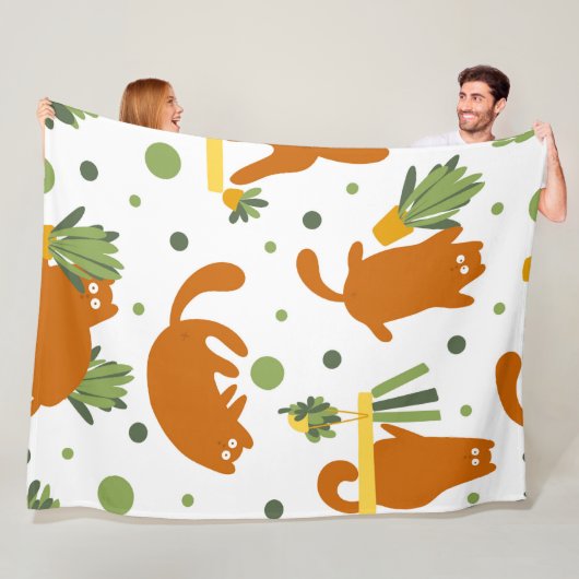 かわいい猫たちシームレスなパターン フリースブランケット (インサイチュ)