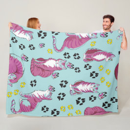 かわいい猫たちシームレスなパターン フリースブランケット