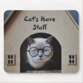 かわいい猫たちスタッフ引用文 おもしろい マウスパッド (正面)