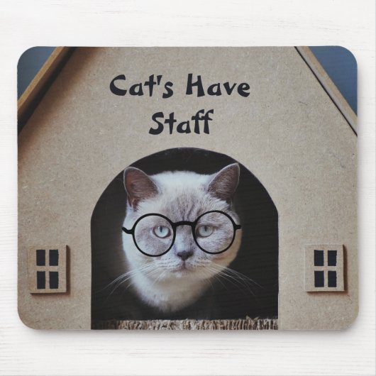かわいい猫たちスタッフ引用文 おもしろい マウスパッド (正面)