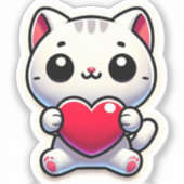 かわいい猫たちハートの切り身 シール (正面)
