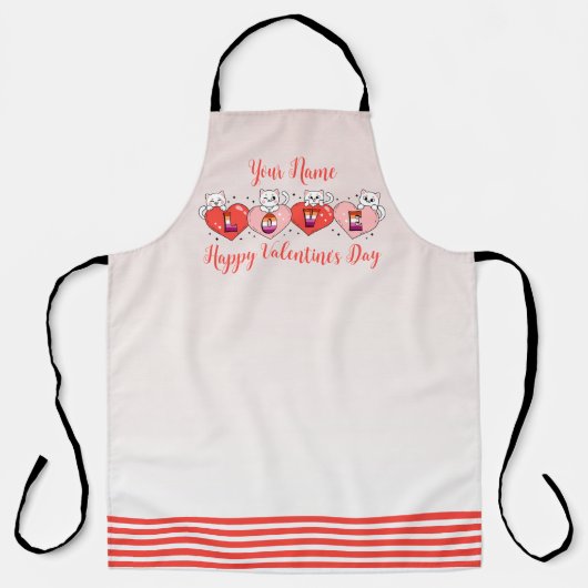 かわいい猫たちハートレズビアン国旗の色 エプロン (正面)