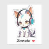 かわいい猫たちヘッドフォンチャーム シール (シート)