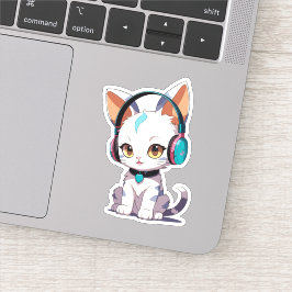 かわいい猫たちヘッドフォンチャーム シール