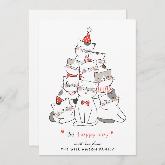 かわいい猫たちメリークリスマスカード シーズンカード (正面/裏面)