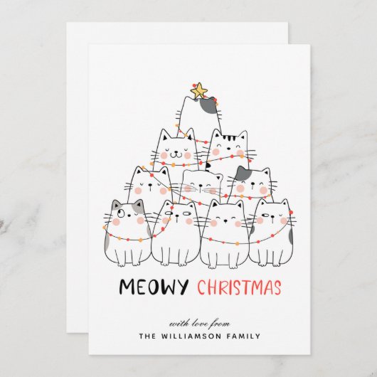 かわいい猫たちメリークリスマスカード シーズンカード (正面/裏面)