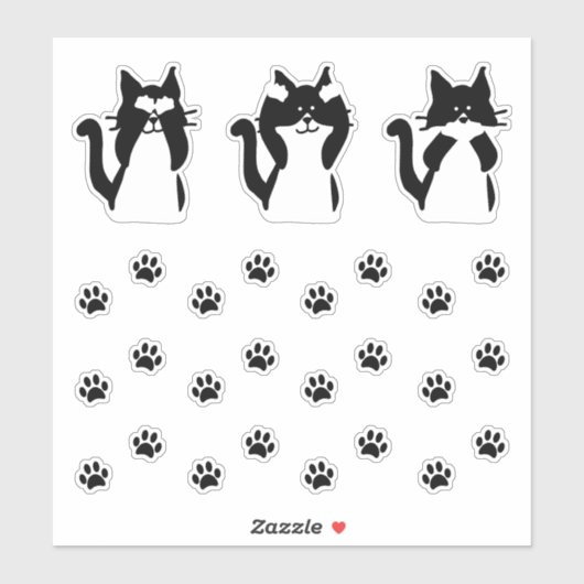 かわいい猫たち三賢い猫ちゃんと手のひら シール (シート)