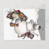 かわいい猫たち建物ア雪だるま ポストカード (正面)