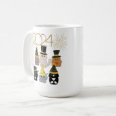 かわいい猫たち新年お祝い コーヒーマグカップ (正面左)