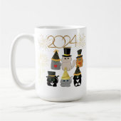 かわいい猫たち新年お祝い コーヒーマグカップ (左)