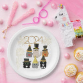 かわいい猫たち新年お祝い ペーパープレート (パーティー)