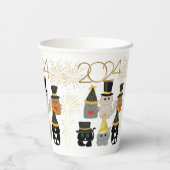 かわいい猫たち新年お祝い 紙コップ (裏面)