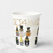 かわいい猫たち新年お祝い 紙コップ (正面)