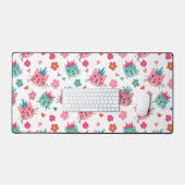 かわいい猫たち花ハート デスクマット (キーボード&マウス)