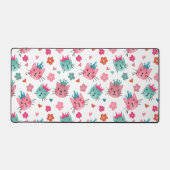 かわいい猫たち花ハート デスクマット (正面)