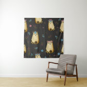 かわいい猫たち花水彩柄 タペストリー (インサイチュ)