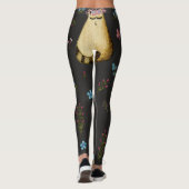 かわいい猫たち花水彩柄 レギンス (裏面)