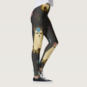 かわいい猫たち花水彩柄 レギンス (右)