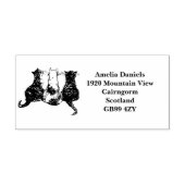 かわいい猫たち連れ差出人住所 ラバースタンプ (インプリント)