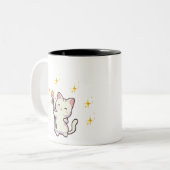 かわいい猫たち魔法ウォンドスターズ ツートーンマグカップ (正面左)