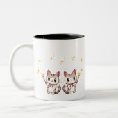 かわいい猫たち魔法ウォンドハートスター ツートーンマグカップ (左)