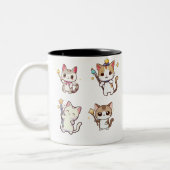 かわいい猫たち魔法杖 ツートーンマグカップ (左)