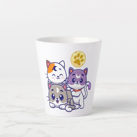 かわいい猫たち3匹 カフェラテマグ (正面)
