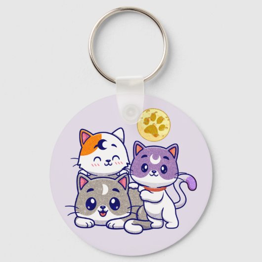 かわいい猫たち3匹 キーホルダー (正面)