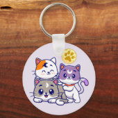 かわいい猫たち3匹 キーホルダー (正面)