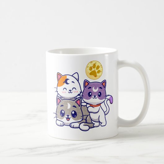 かわいい猫たち3匹 コーヒーマグカップ (右)