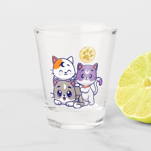 かわいい猫たち3匹 ショットグラス (正面)