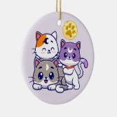 かわいい猫たち3匹 セラミックオーナメント (右)