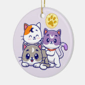 かわいい猫たち3匹 セラミックオーナメント (左)